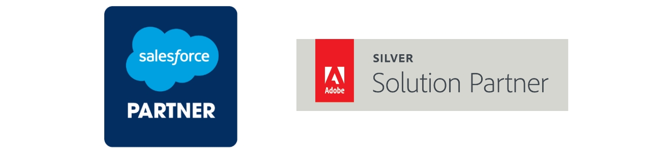 Technologien und Partner: Logo von Salesforce und Logo von Adobe