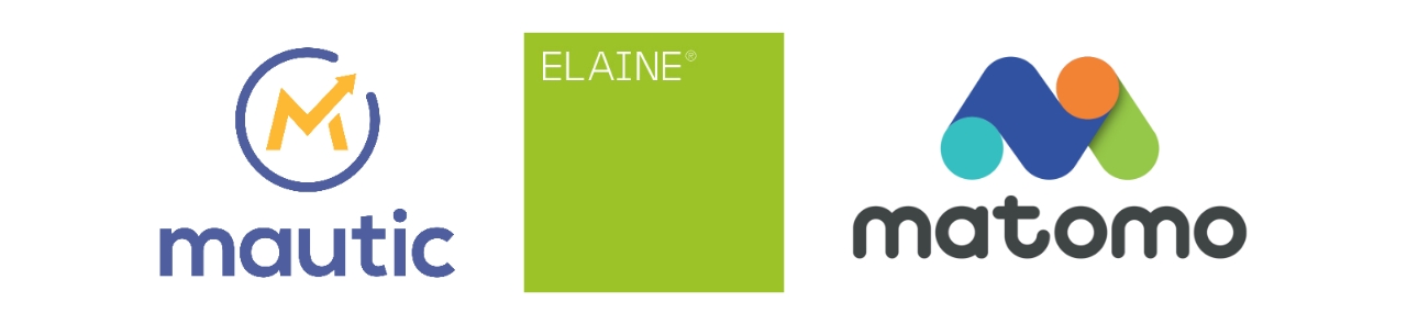 Technologien und Partner: Logo von mautic, Logo von Elaine und Logo von matomo